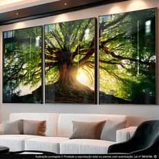 Quadros Decorativos 3pçs Natureza Paz Árvore Verde Esperança para Sala Escritório Hall