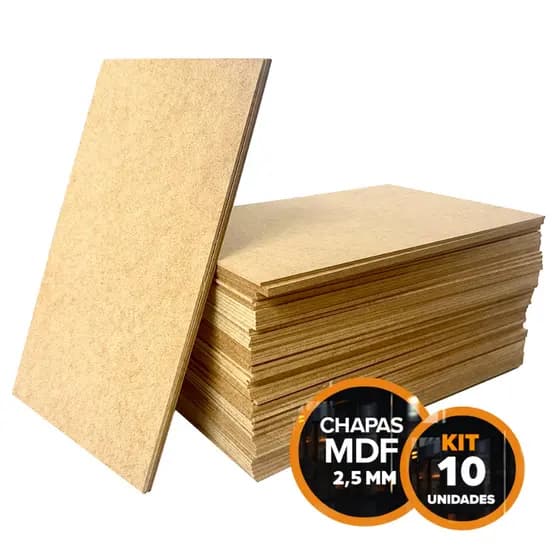 Kit Placas A4 Mdf Cru Liso 2,5mm 29,7x21cm Quadros Decorativos Artesanal De 10 a 50 Unid