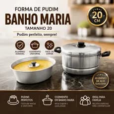 forma pudim banho maria n 20 Aluminio panela 2 em 1