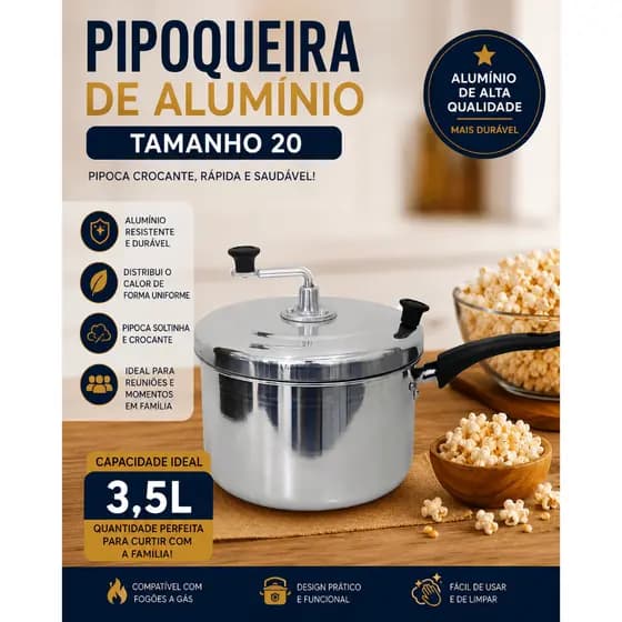pipoqueira aluminio panela de pipoca n 20