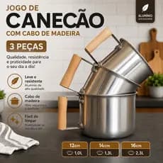 canecao leiteira fervedor aluminio com cabo de madeira tamanhos 12 14 e 16 e suas variações