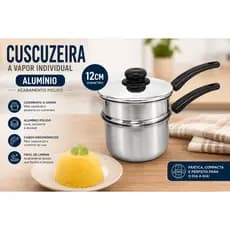 cuscuzeiro forma cuscuz individual 12cm alumínio polido cozimento a vapor resistente