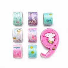 Kit 6 Mini Fitas Adesivas com Suporte Escolar Escritório Transparente Colorida