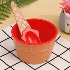 Tigela Sobremesa 200ml Casquinha com Colher Bowl Plástico Sorvete Açaí Cereal