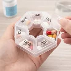 Porta Comprimidos Semanal 7 Divisórias Organizador de Medicamentos Portátil