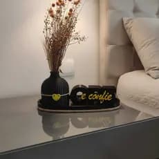 Decoração Sala quarto Escritório Ore e Confie Vaso Bandeja Moderno Religioso