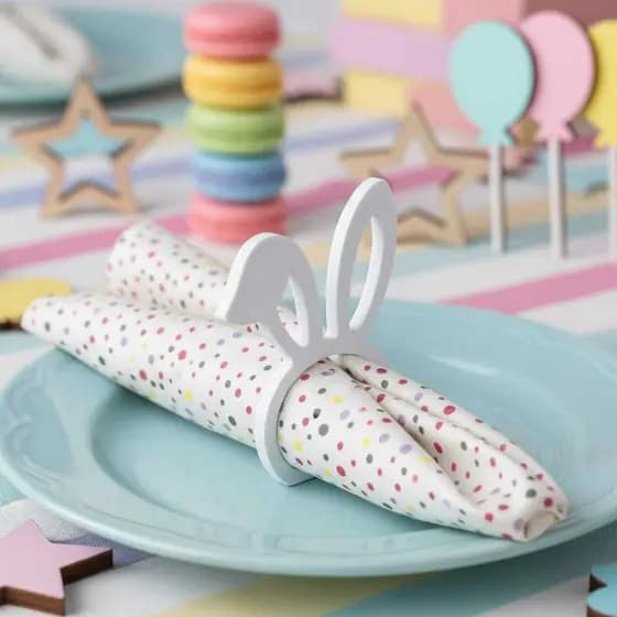kit Porta Guardanapo Páscoa Decorativo Argolas Enfeite Anéis para Guardanapos Mesa Posta Coelho