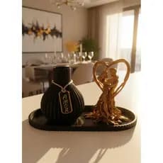 Kit Decorativo Sala quarto Escritório Casal Amor Vaso Bandeja  Presente Moderno Minimalista