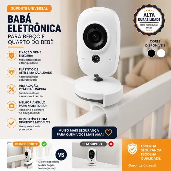 Suporte Babá Eletrônica VB603 Presilha Garra Berço Grade Mesa Fixador Câmera Bebê Flexível Universal Ajustável