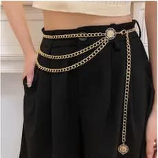 Cintos Feminino Com 3 Corrente dourado e prata De Metal importado--03腰链