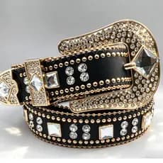 Cinto Feminino Country plus em Strass Brilhos Ocidental Cowboy Tachas Blogueira Moda加长金色点玻璃