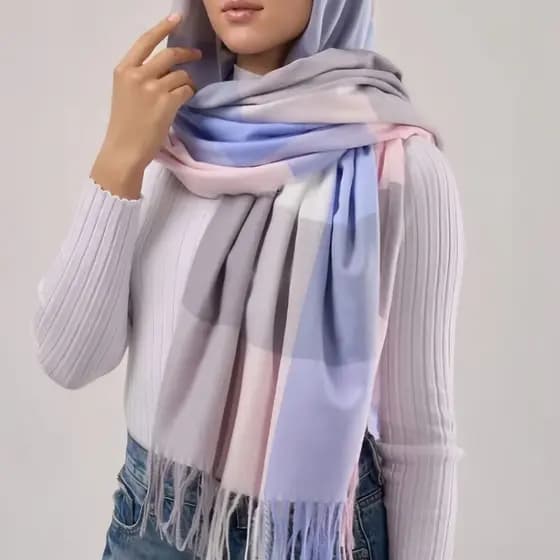 Cachecol Lenço de caxemira e inverno xale feminino de cor sólida cachecol de borla de uso duplo正方形围巾