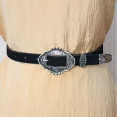 Cinto Country  Lançamento Camurça com fivela vintage punk rock lolita2.0CM白K绒皮三件套