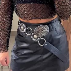 Cinto Boho Country Para Festa Mulheres Com FashionAcessório Novo Estilo 5CM Largura银头7个圈+6个椭圆片