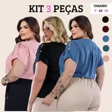 Kit 3 Blusinhas Feminina Leves Design Elegante Detalhes Modernos Casual
