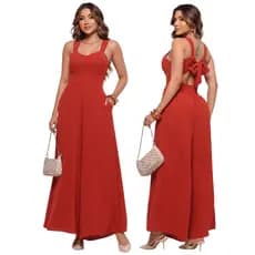 Macacão Pantalona Feminino Sem Transparênca  Crepe Duna Premium Para Festas 38 ao 36 Envio Imediato