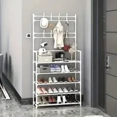Prateleira Rack Organizadora 5 Níveis para Calçados e Roupas Arara  Closet ou área de Lavanderia Estante Móvel Sapateira