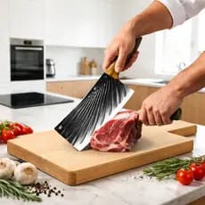 Cutelo Profissional 30cm Lâmina Afiada Cabo Madeira Ergonomico Corte Pesado Churrasco