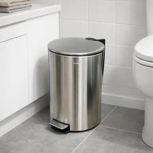Lixeira Inox Slim 12 Litros Capacidade Redonda Com Pedal Design Compacto Duravel Acabamento Premium Pratico