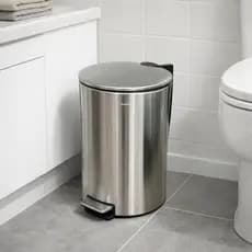 Lixeira Inox Slim 12 Litros Capacidade Redonda Com Pedal Design Compacto Duravel Acabamento Premium Pratico