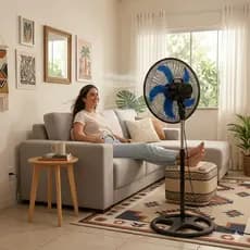 Ventilador Pedestal 60W 127V Silencioso Ajustavel Potente Design Moderno Preto Clima acaba o calor, refrescante
