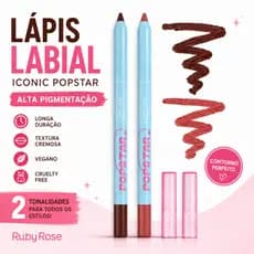 Lápis Labial Ruby Rose Iconic Popstar Contorno Labial Cremoso Vegano