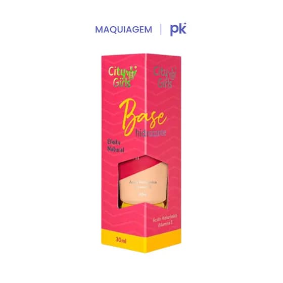 Base Hidratante City Girls Ácido Hialurônico Média Cobertura Glow Natural Longa Duração