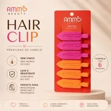 Kit 6 Presilhas Hair Clip Sem Vinco Ammô Beauty Para Maquiagem Skincare E Penteados