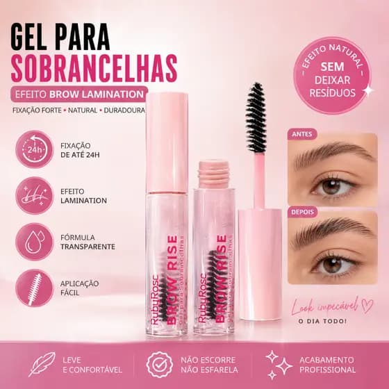 Gel Incolor para Sobrancelhas Brow Rise Ruby Rose – Fixação e Definição Perfeita
