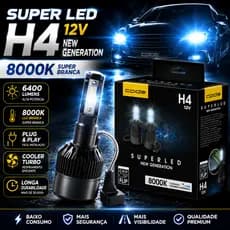 Lampada Super Led H4 8000k 6400 Lumens Code New Generatrion