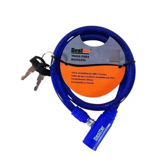 Cadeado Trava Para Moto Bicicleta 65cm Azul Bestfer