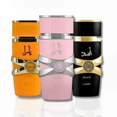 Kit 3 Perfumes Arabes da Lataffa - YARA, YARA TOUS E ASAD 100ML - Embalagem De Vidro Lacrado
