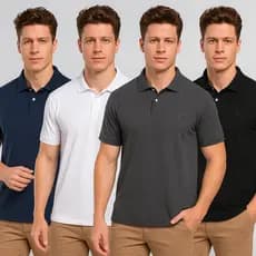 Kit 4 Camisa Polo Piquet Masculina Confortável Premium