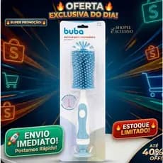 Escova de Silicone Limpeza Mamadeira Para Bebe | Anti Bactéria | Flexível | Não Risca | Azul