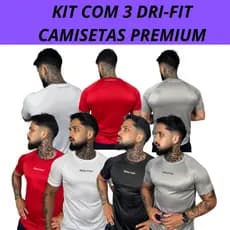 Kit 3 Camisetas Performance Dry Fit Raglan Masculina Casual Treino Academia Esportes Realth