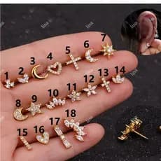 1 Peca Piercing orelha Aço inox tragus cartilagem zircão