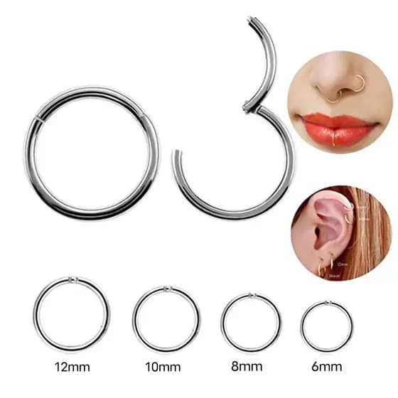 Piercing Argola Lisa Articulada em aço cirúrgico Fecho Click Resistente Articulado