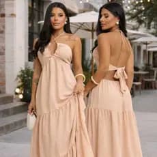 VESTIDO LONGO FEMININO ESTILO HALTER