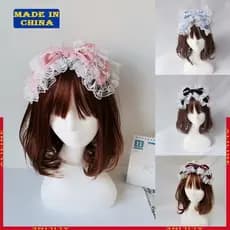 ALI Adorável Doce Hairband Anime Empregada Cosplay Bandana Lolita Laço Bowknot Headwear