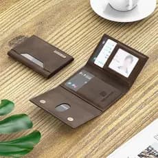 Porta-cartões Portátil DG.MING com Fecho Magnético Triplo Bolsa de Cartão de Couro Vintage Carteira Estilo Múltiplo Mini