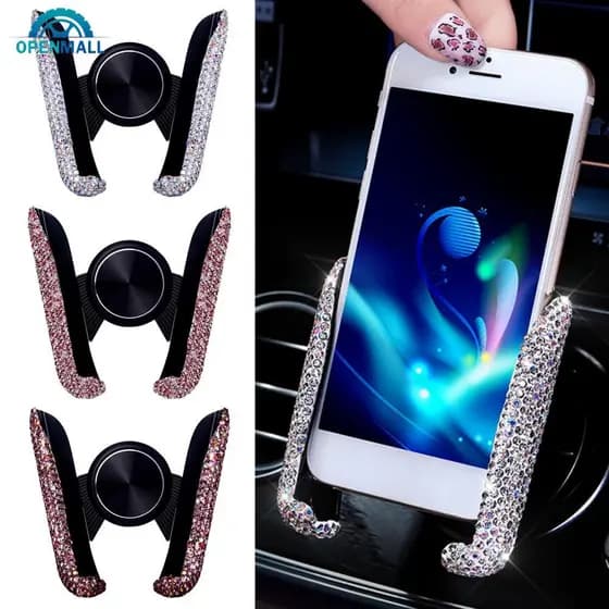 OPENMALL Suporte Universal De Telefone Para Carro Com Bing Cristal Strass Celular A7D8