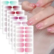 Zhengxiang Influencer Gradiente Cebolinha Pó Manicure Adesivos Piscando Linda Menina Adesivos de Unhas À Prova D 'Água A
