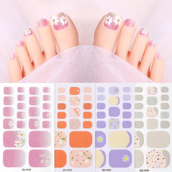Zhengxiang Toe Manicure Adesivos Estilo Influenciador Verão Margarida Unhas Adesivos Ultrafinos Sem Costura Strobe Hot-s