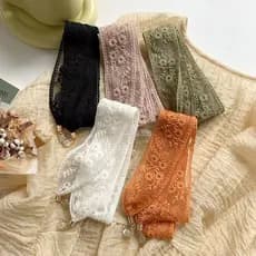 Olho de gato pingente renda lenço de seda feminino primavera outono verão moda All-Match longo oco decorativo bandana