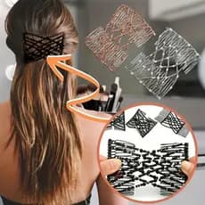 Pente de Cabelo Elegante com Pérolas de Vidro, Acessório Mágico de Clipe Duplo Elástico C5 NFZG