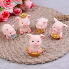 Newsandrain 5 Pçs/set Porco Bonito Em Miniatura Animal Decoração De Jardim Diy De Fadas