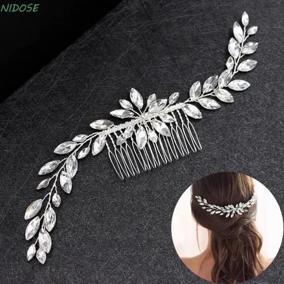 Pentes De Cabelo NIDOSE Lindos Clipes De Noiva Joias De Dama De Honra Strass Coroa Flor Grampo