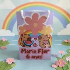 Sacolinha de Presente Capivara Lembrancinha de Aniversário Surpresa Infantil Personalizada Pegue Monte
