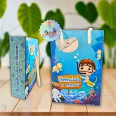 Sacolinha de Presente Fundo do Mar Lembrancinha de Aniversário Surpresa Infantil Personalizada Pegue Monte