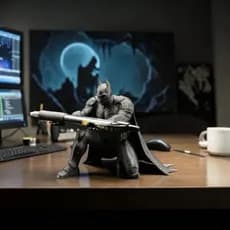 Miniatura Batman Suporte Porta Caneta Colecionável Geek Cavaleiro das Trevas